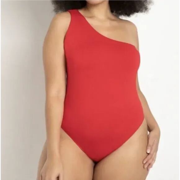 New! Eloquii red‎ One Shoulder Bodysuit, women's plus size 22/24 - Picture 1 of 13